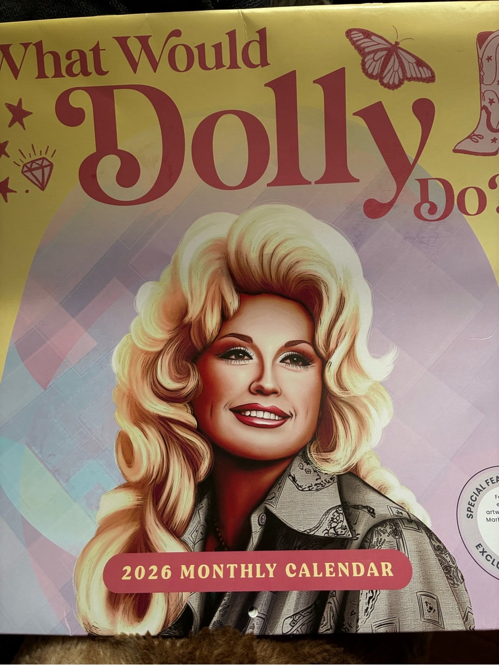 What Would Dolly Do? 2026 Monthly Calendar - Yellow & Pink